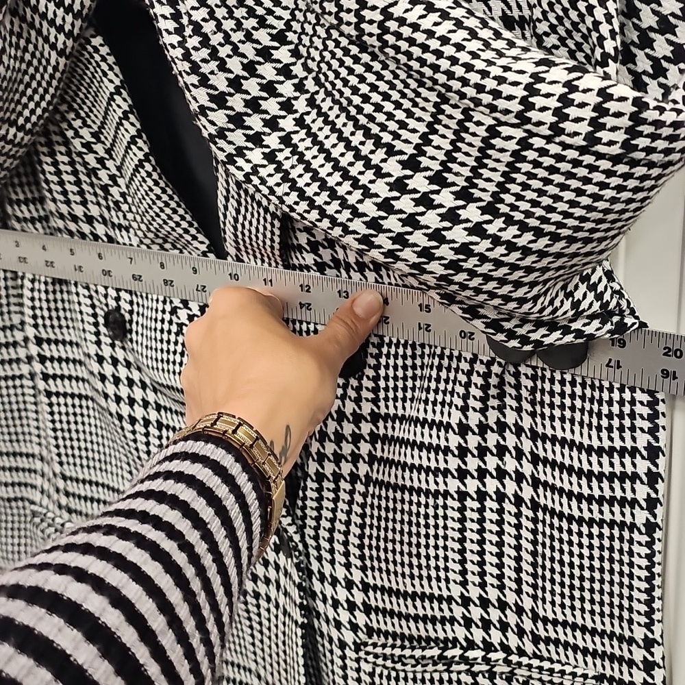 Checkered, Blazer, Office, Casual, Basic, Fun, Party, Work, Black, Women's, Warm - Picture 4 of 6